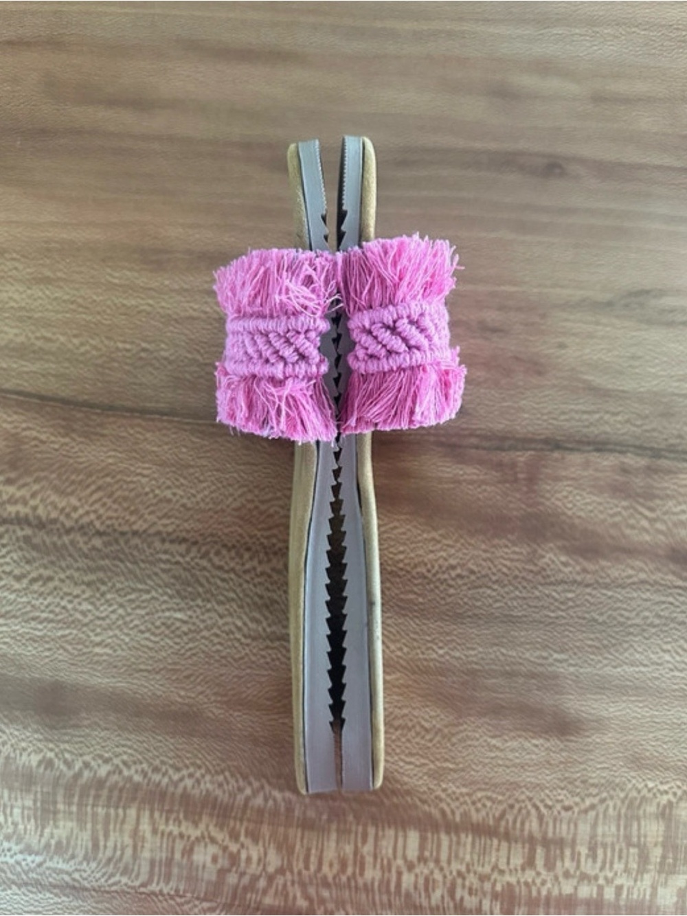 Pink Fringe Slide Sandals Boho Women | Size: 8 - Picture 4 of 11